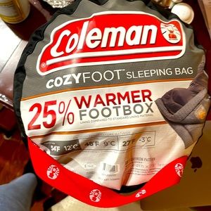 New Coleman Cozyfoot sleeping bag. 25% warmer